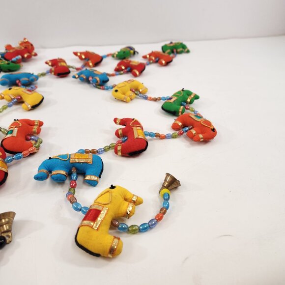 Fabric Elephant Garland Lot of 3 Bells Colorful Bright Chimes Indian Decoration - Picture 8 of 9